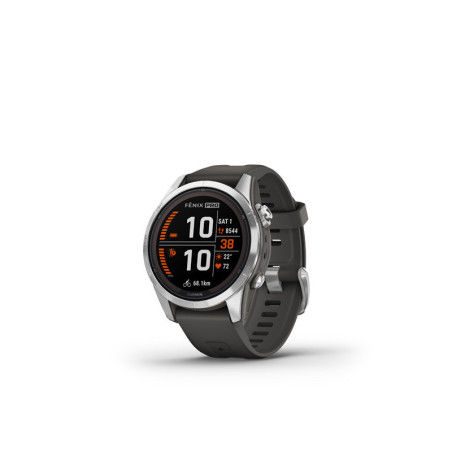 GARMIN fenix 7S Pro Solar, Silver Stainless Steel, Graphite Band