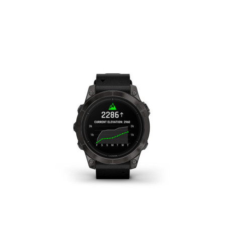 GARMIN epix Pro (g2) Sapphire, 47mm, Carbon Gray DLC Titanium, Black Leather band