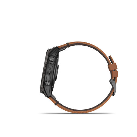 GARMIN epix Pro (g2) Sapphire, 51mm, Carbon Gray DLC Titanium, Chestnut Leather band