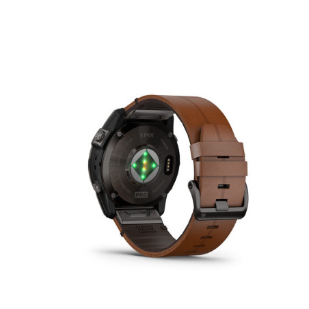 GARMIN epix Pro (g2) Sapphire, 51mm, Carbon Gray DLC Titanium, Chestnut Leather band