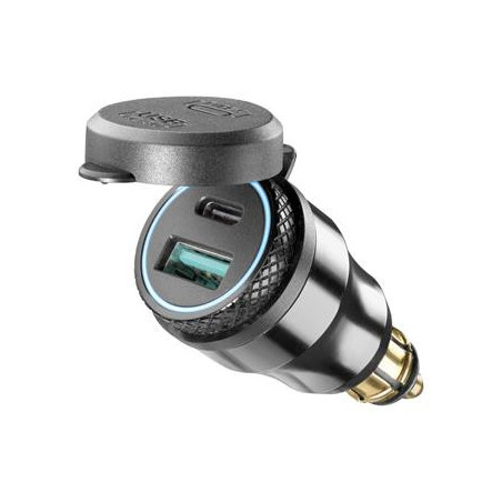 DIN adaptér Interphone s 1 x USB a 1 x USB-C výstupom pre motocykle